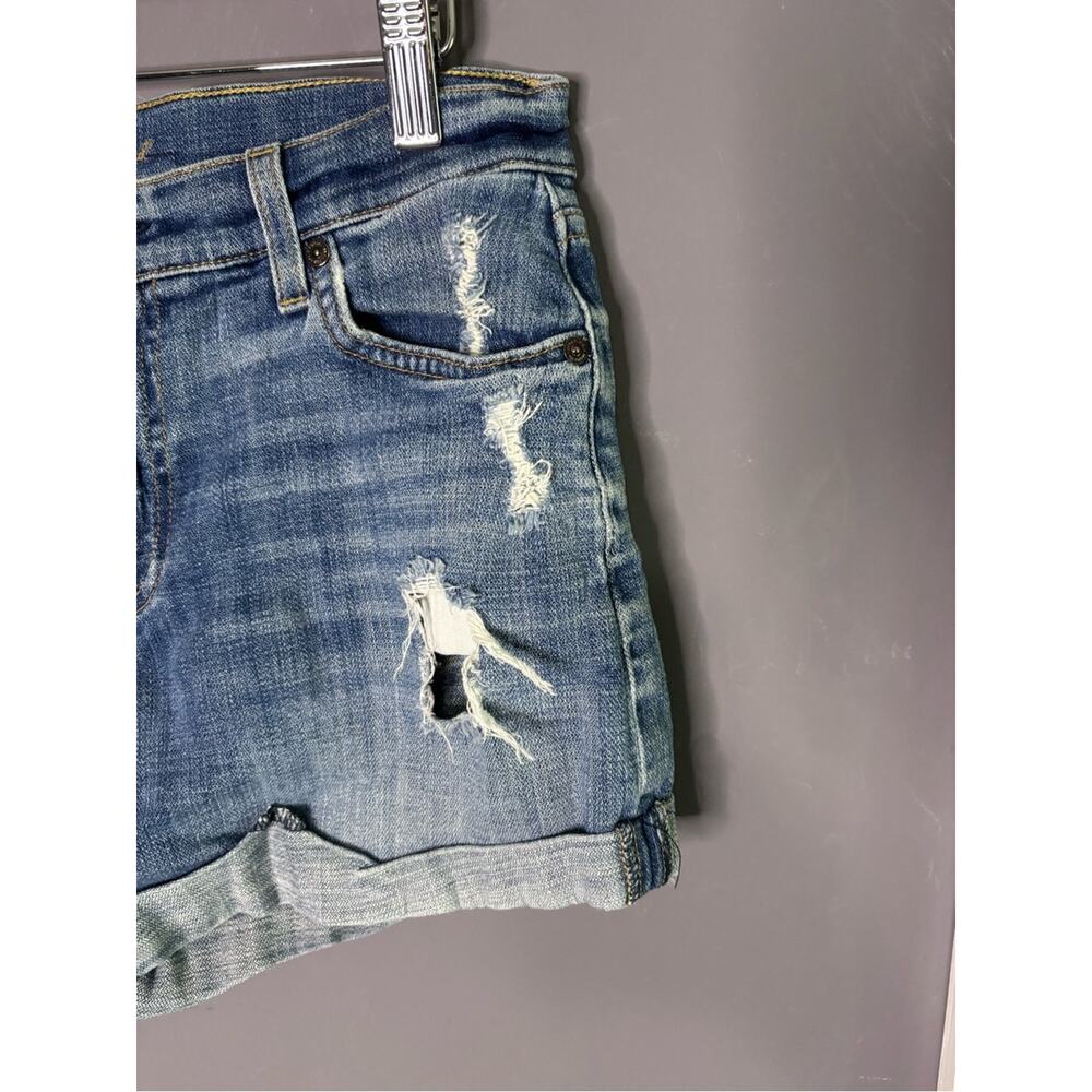 7 For All Mankind Low Rise Cuffed Distressed Denim Shorts Size 25 - Picture 3 of 6